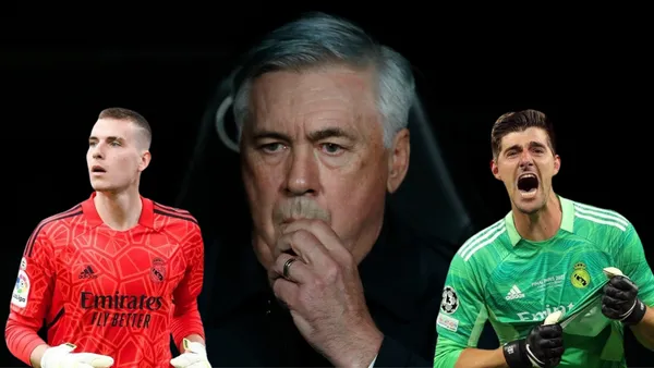 Ancelotti preocupado, fotos de Andry Lunin y Thibaut Courtois con camisetas del Real Madrid.