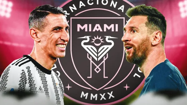 Ángel Di María y Lionel Messi, jugador del Inter Miami de la MLS