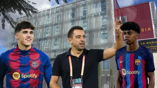 Cubarsi, Xavi y Yamal, de fondo La Masia
