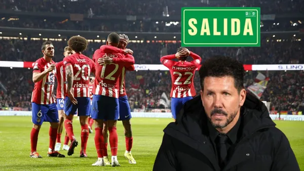 Diego Simeone con jugadores de Atlético de Madrid