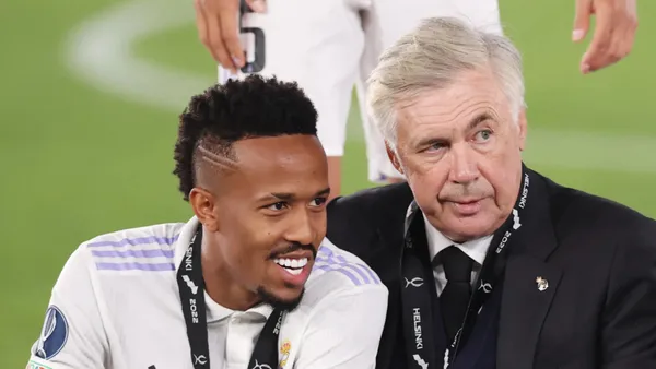 Eder Militao y Carlo Ancelotti / Foto: AS