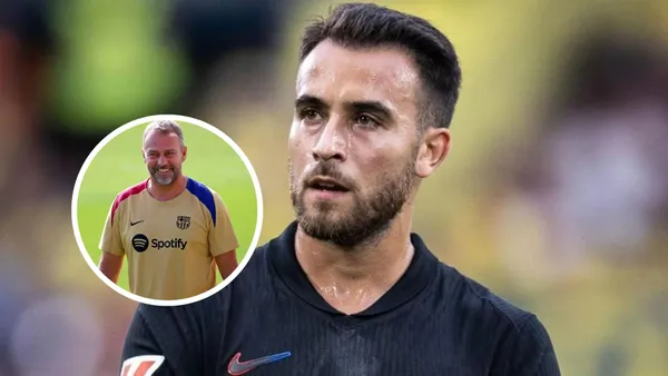 Eric García - Hansi Flick (Foto: X del FC Barcelona)