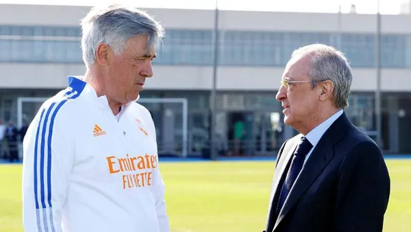 Florentino Pérez y Carlo Ancelotti. (Foto: EFE)