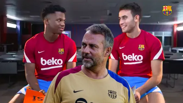 Hansi Flick - Ansu Fati - Eric García (Foto: FC Barcelona)