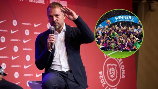 Hansi Flick en la rueda de prensa en la que fue presentado. (Foto: FC Barcelona)