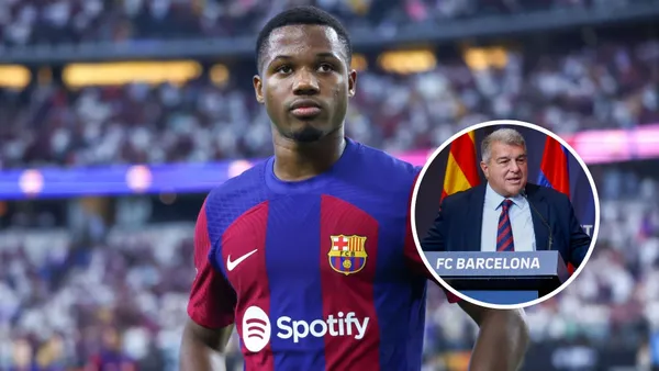 Joan Laporta - Ansu Fati (Foto: FC Barcelona)