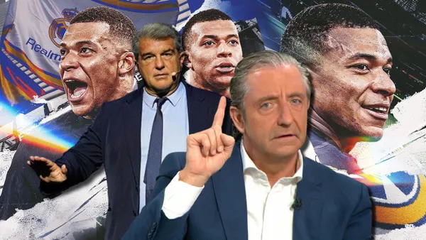 Josep Pedrerol y Joan Laporta, presidente del FC Barcelona