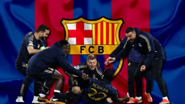 Jugadores del Real Madrid celebrando, tras clasificación a semis de Champions ante Manchester City