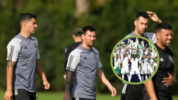 Messi, Suárez, Busquets y Alba en el entrenamiento del Inter Miami