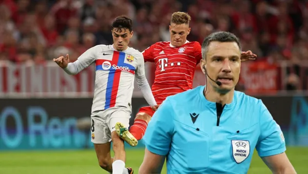 Pedri - Joshua Kimmich - Slavko Vincic (Foto: UEFA Champions League)