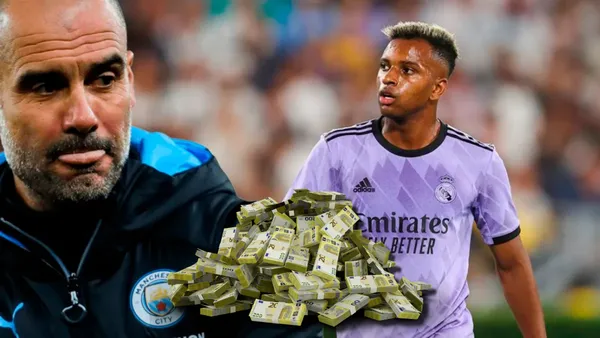 Pep Guardiola y Rodrygo Goes