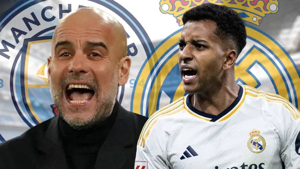 Pep Guardiola y Rodrygo Goes