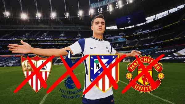 Sergio Reguilón en su presentación con el Tottenham