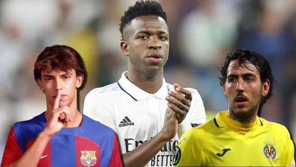 Vinicius Junior del Real Madrid con Joao Félix del FC Barcelona y Dani Parejo del Villarreal