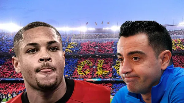 Vitor Roque y Xavi Hernández