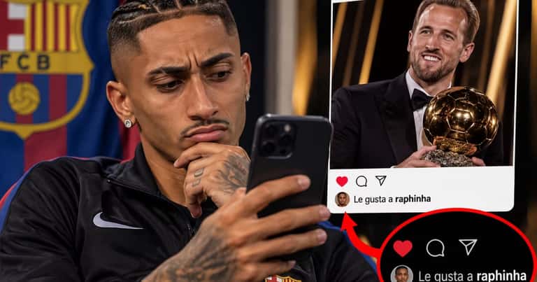 Raphinha cuestiona el Balón de Oro de Kane con un polémico 'me gusta' en Instagram