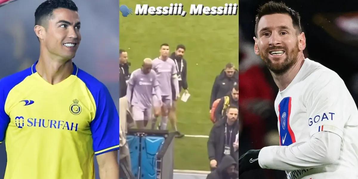 A Cristiano Ronaldo le sigue atormentando el nombre de Lionel Messi, porque hasta en Arabia corean su nombre