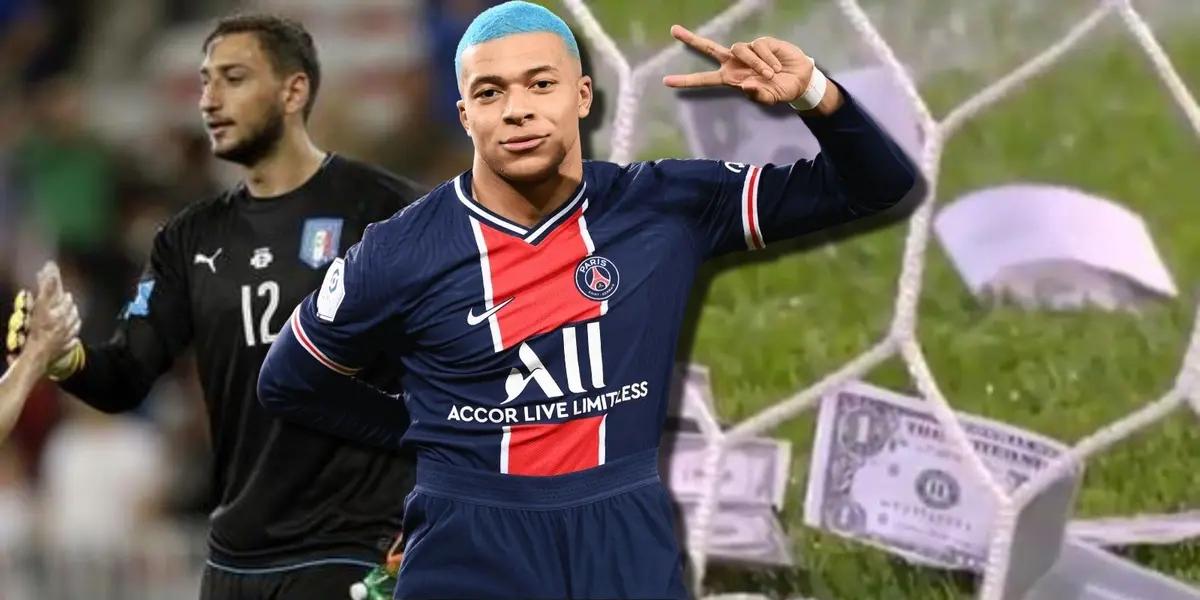 A Gianluigi Donnarumma le lanzaron billetes en su regreso al estadio de AC Milán, y Kylian Mbappé no dudó en reaccionar