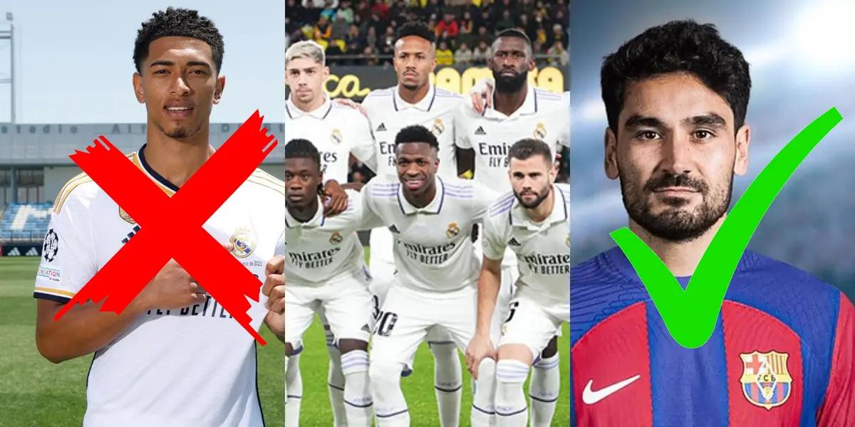 A contra paso, un jugador del Madrid defiende a Gundogan y ataca a Bellingham