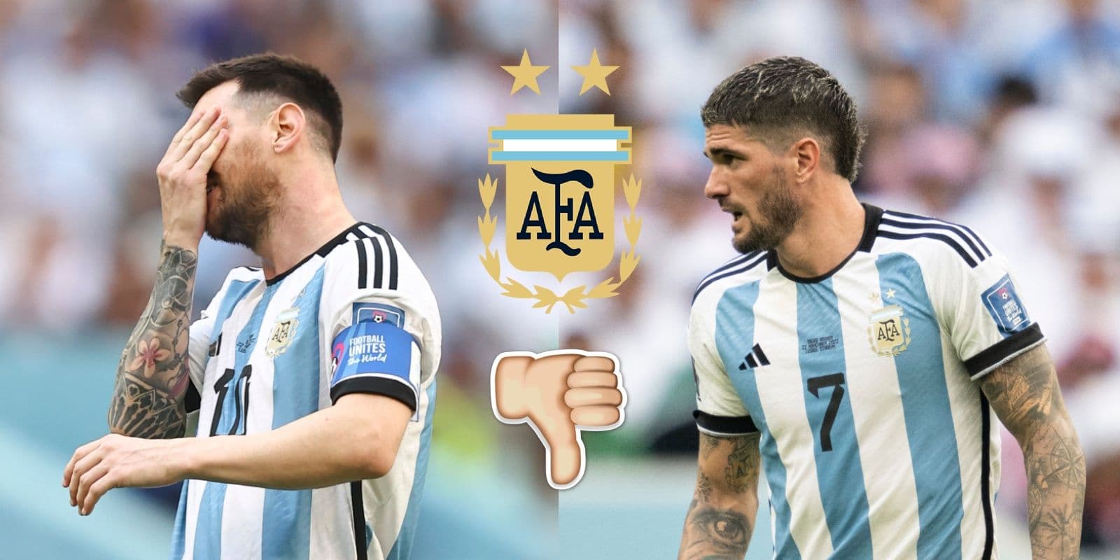 Ambos fueron los que más balones perdieron en la sorpresiva derrota de la Selección Argentina.