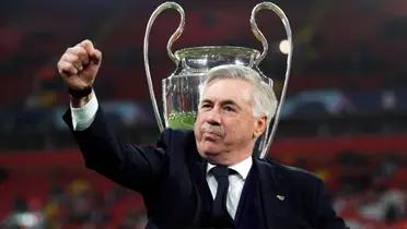 Ancelotti festejando, Champions League de fondo
