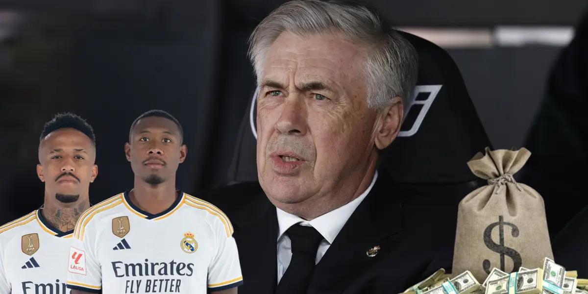 Ancelotti preocupado. Alaba y Militao con la camiseta del Madrid. Montón de dinero