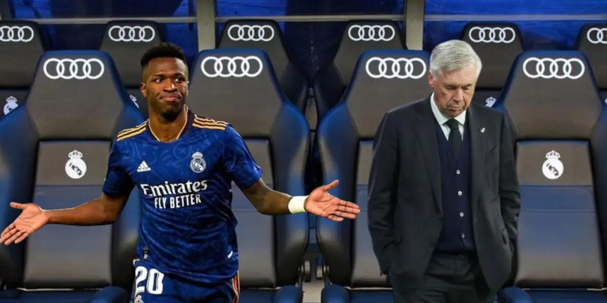 Ancelotti preocupado por su actitud, lo que le dijo el vestuario a Vinicius