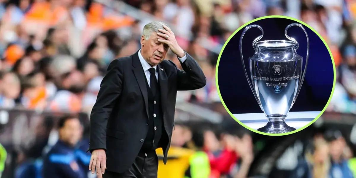 Ancelotti se toma la cabeza en el banquillo del Real Madrid.