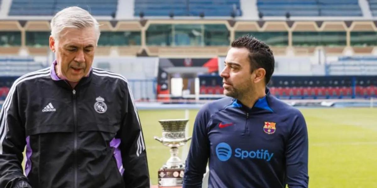 Ancelotti y Xavi antes de la final de la Supercopa