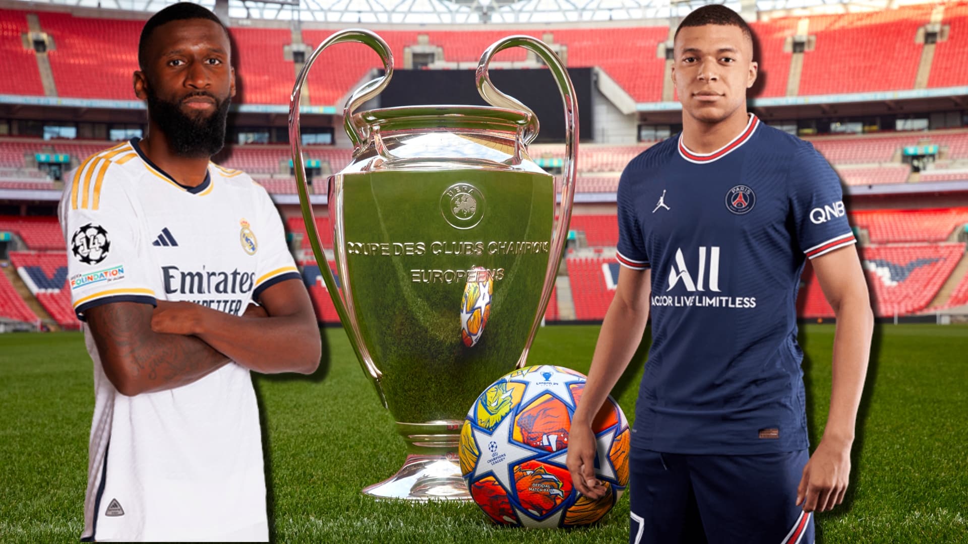 Antonio Rudiger, jugador del Real Madrid, y Kylian Mbappé del PSG