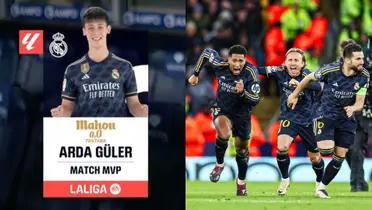Arda Guler, MVP ante la Real Sociedad, y jugadores del Real Madrid