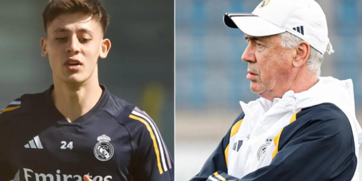 Arda Guler y Carlo Ancelotti del Real Madrid