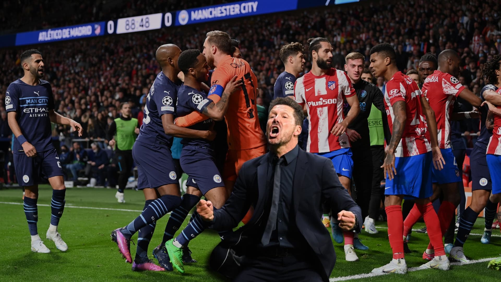 Atlético de Madrid vs. Manchester City, en un partido correspondiente a la Champions League.