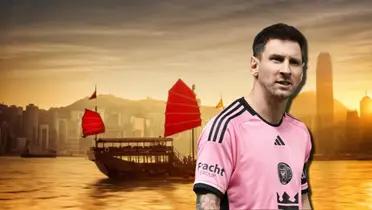Aunque fue goleado, adornaron barco en Hong Kong para recibir a Messi, así quedó