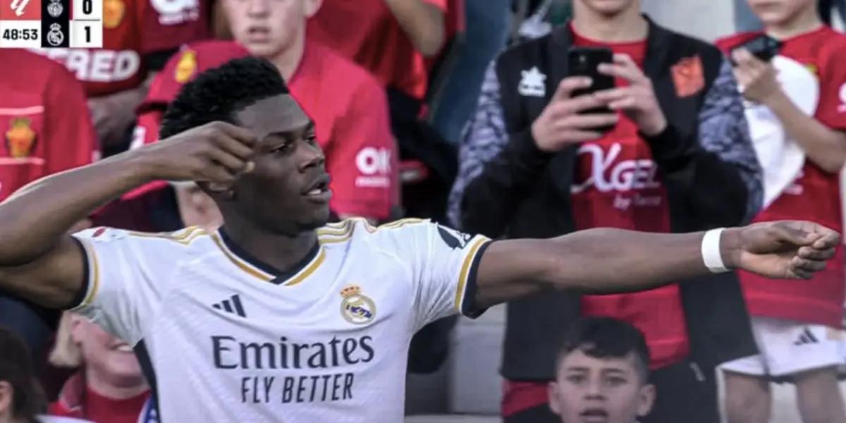 Aurelien Tchouameni celebrando el gol del Real Madrid sobre Mallorca