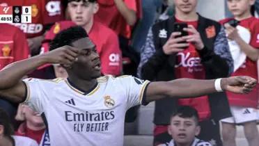 Aurelien Tchouameni celebrando el gol del Real Madrid sobre Mallorca