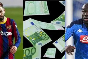 Barcelona insiste por un viejo anhelo, Kalidou Koulibaly. Pero a pesar de que solo le resta un año de contrato, el Napoli no baja sus pretensiones de 40 millones de euros. En caso de que el club culé pague esa cifra, el defensor senegalés terminará costando ocho veces más que Gerard PIqué quien fue adquirido por solo 5 millones.