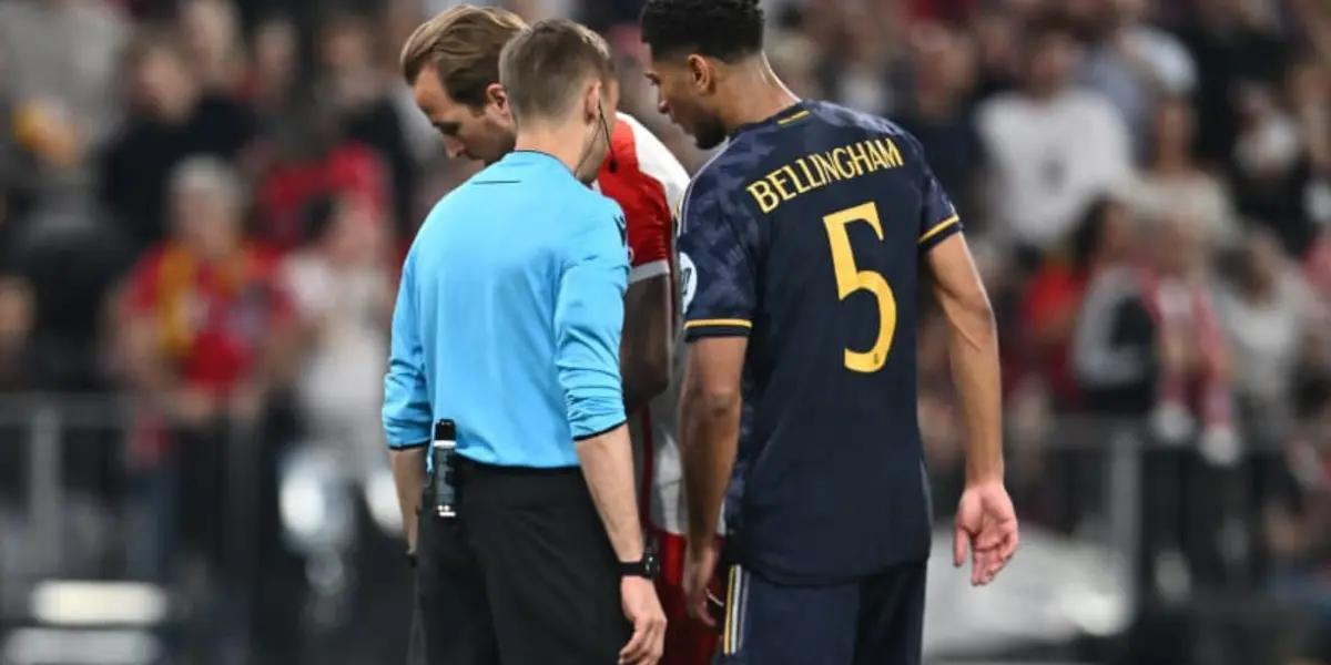 Bellingham intenta desconcentrar a Kane y el árbitro interfiere.