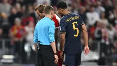 Bellingham intenta desconcentrar a Kane y el árbitro interfiere.