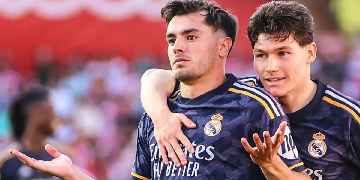 Brahim Díaz y Fran García, celebrando gol en el Real Madrid
