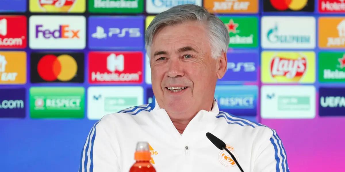 Carlo Ancelotti en una conferencia de prensa por UEFA Champions League.