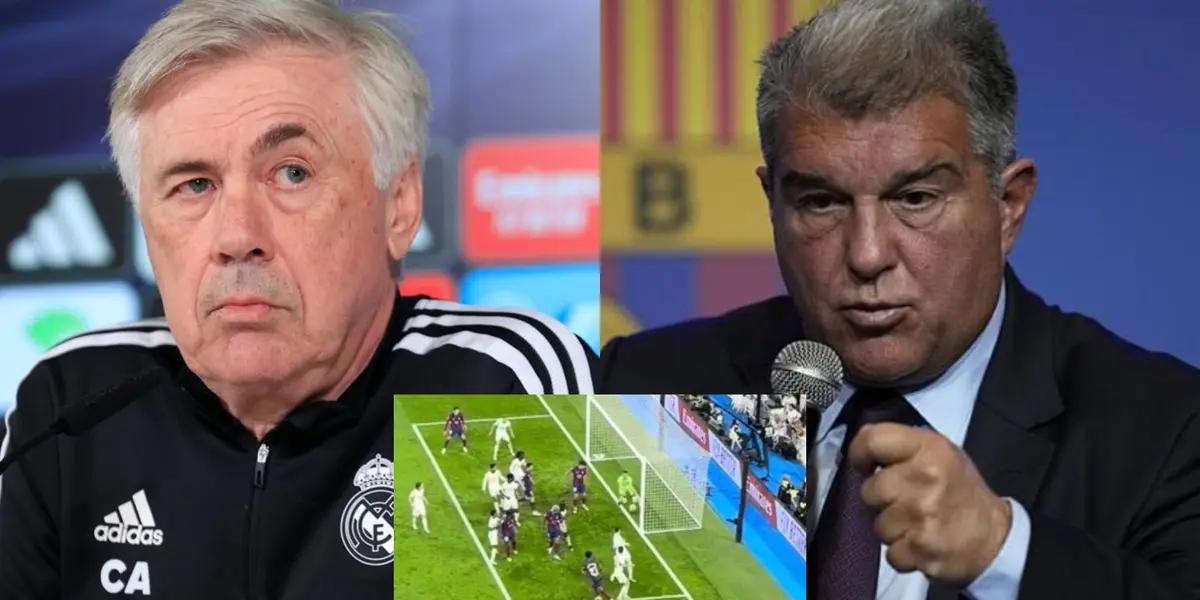 Carlo Ancelotti, entrenador del Real Madrid, y Joan Laporta presidente del FC Barcelona