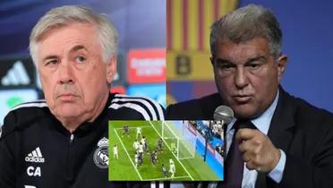 Carlo Ancelotti, entrenador del Real Madrid, y Joan Laporta presidente del FC Barcelona