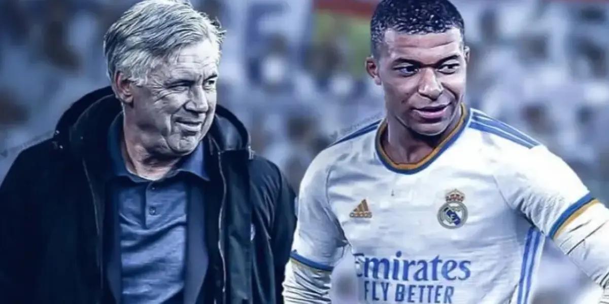 Carlo Ancelotti, entrenador del Real Madrid, y Kylian Mbappé