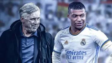 Carlo Ancelotti, entrenador del Real Madrid, y Kylian Mbappé