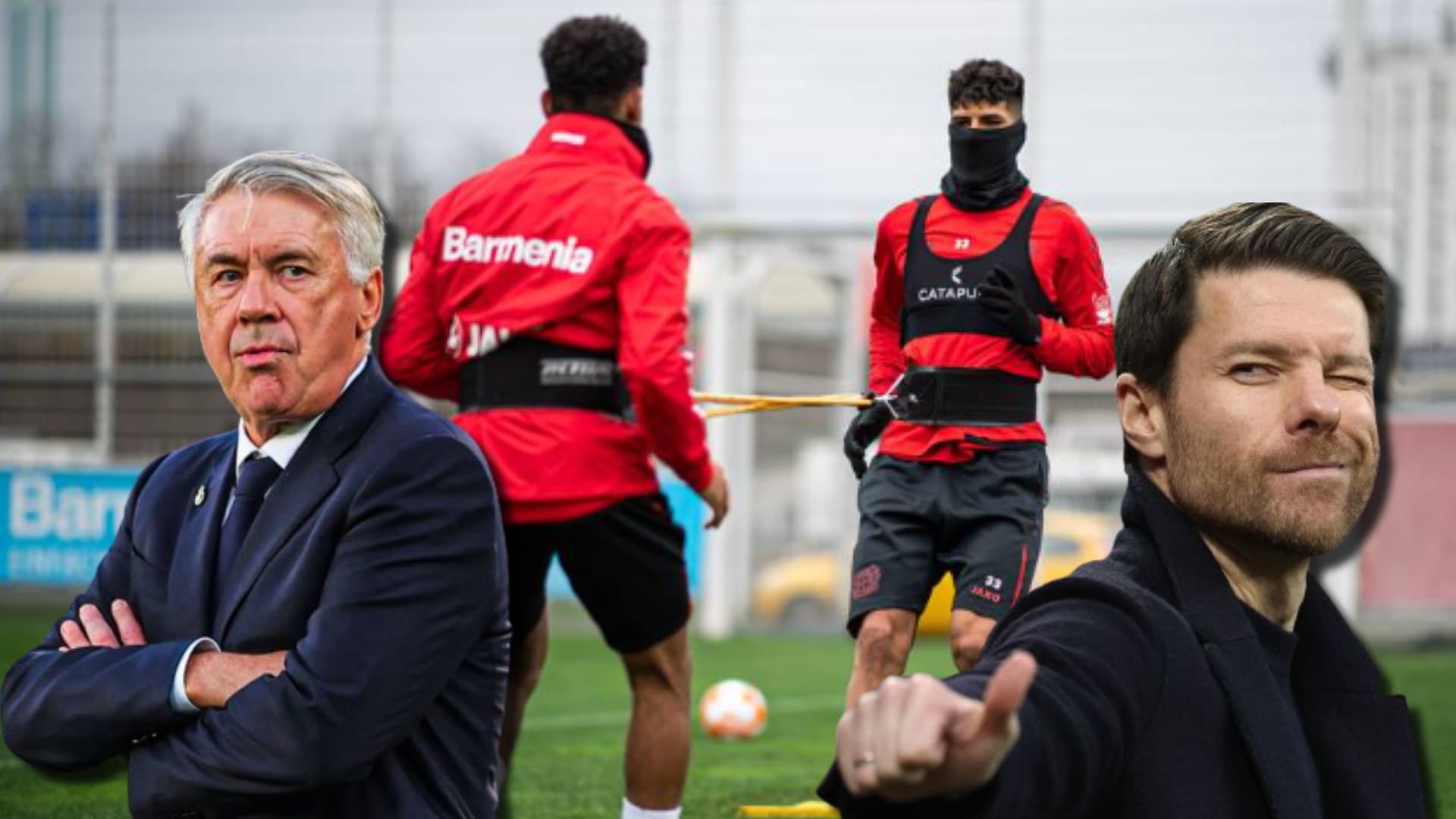 Carlo Ancelotti, entrenador del Real Madrid, y Xabi Alonso del Bayer Leverkusen