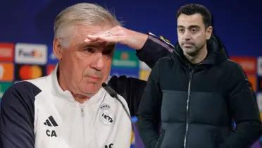 Carlo Ancelotti, entrenador del Real Madrid, y Xavi Hernández del FC Barcelona