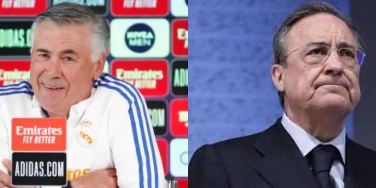 Carlo Ancelotti ha ironizado respecto a la falta de un delantero que pueda respaldar a Karim Benzema dejando expuesto a Florentino Pérez.