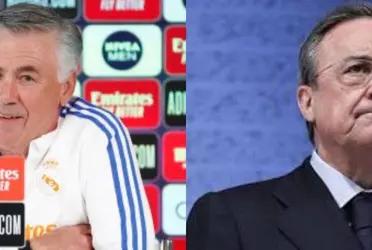 Carlo Ancelotti ha ironizado respecto a la falta de un delantero que pueda respaldar a Karim Benzema dejando expuesto a Florentino Pérez.