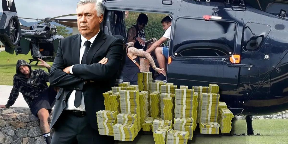 Carlo Ancelotti también se dio el lujo de tener un helicóptero, así como Neymar que desembolsó nada menos que 13 millones